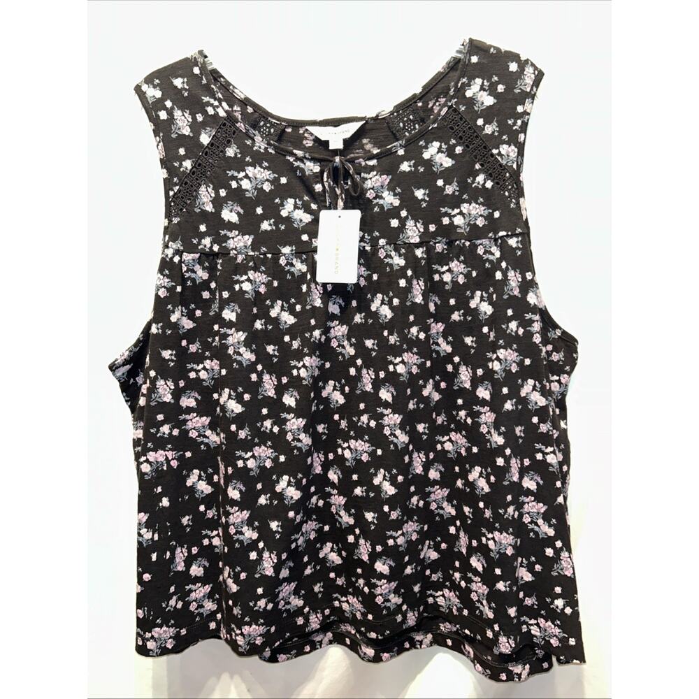 NWT Lucky Brand Tank Top Womens XXL Babydoll Ditzy Floral Crochet Accents Boho